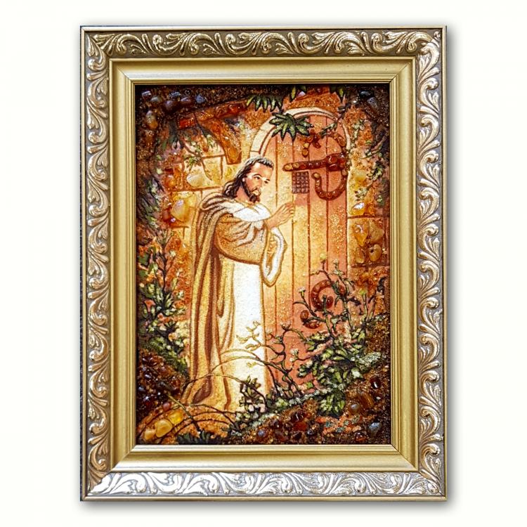 Ікона Ісус стукає у двері з бурштину