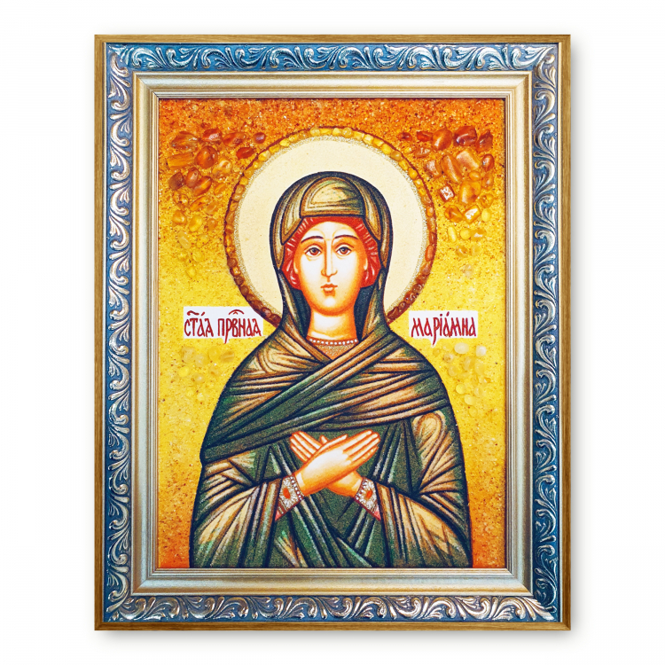 Ікона Свята Маріамна з бурштину
