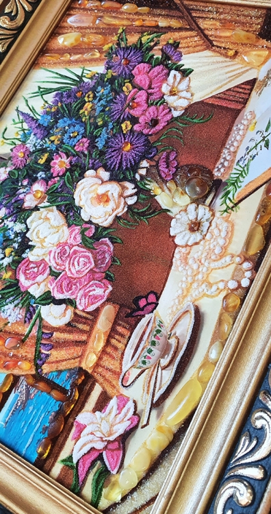 Картина Польові квіти в вазі з бурштину