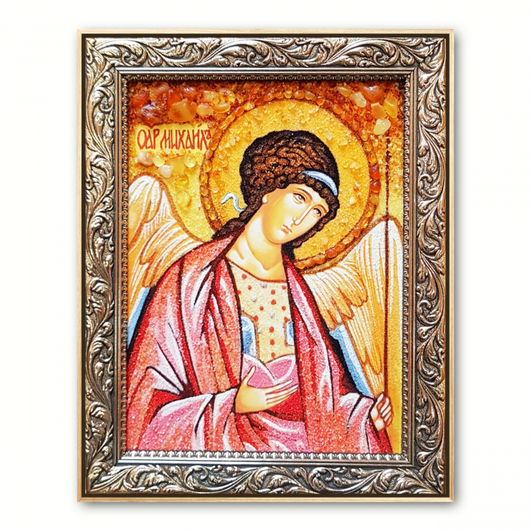 Ікона Архангел Михаїл з бурштину