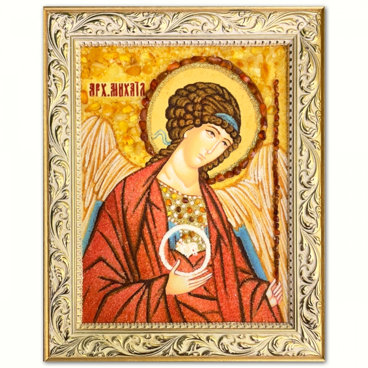 Ікона Архангел Михаїл з бурштину