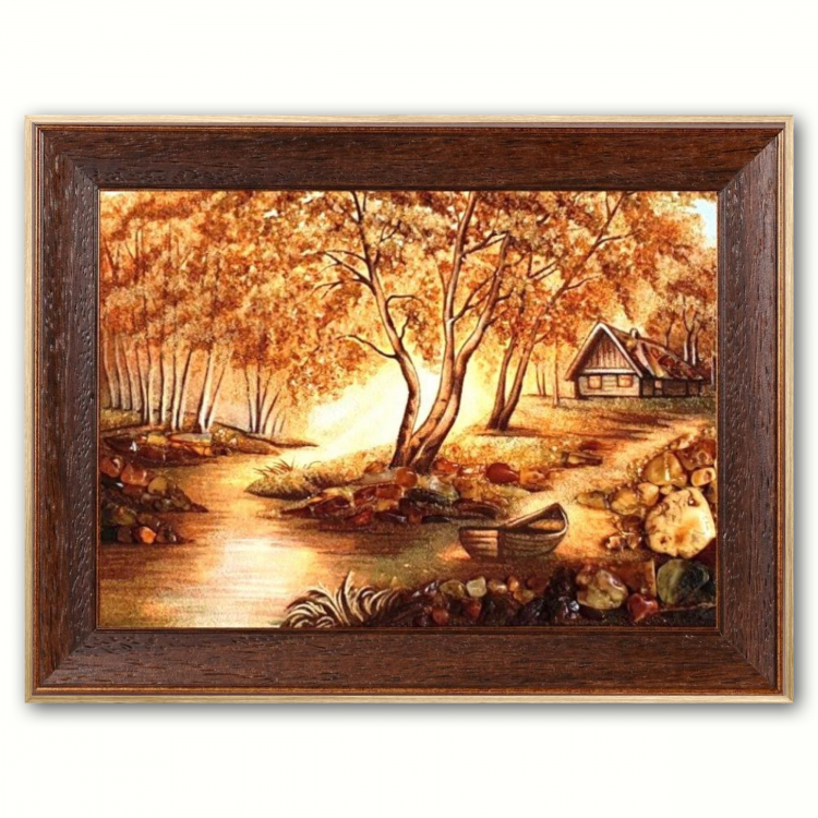 Пейзаж - Ранок у селі з бурштину