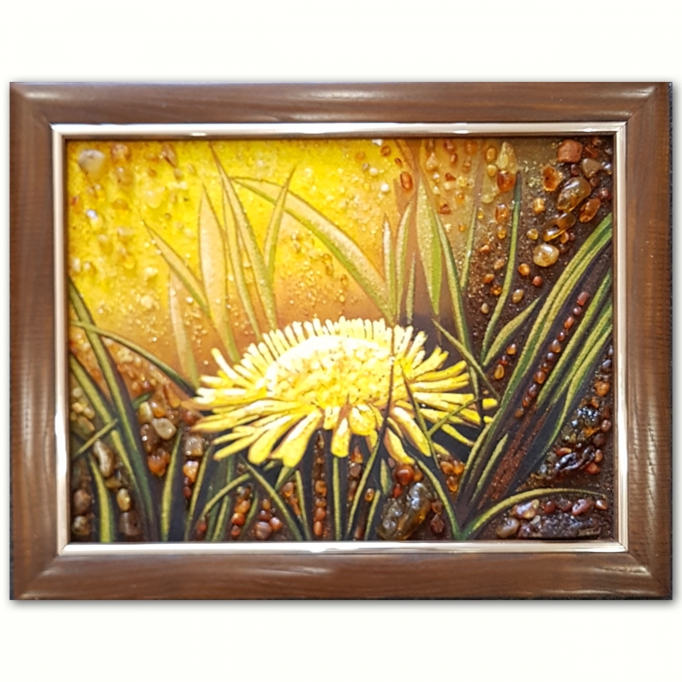 Картина Квітка кульбаби з бурштину
