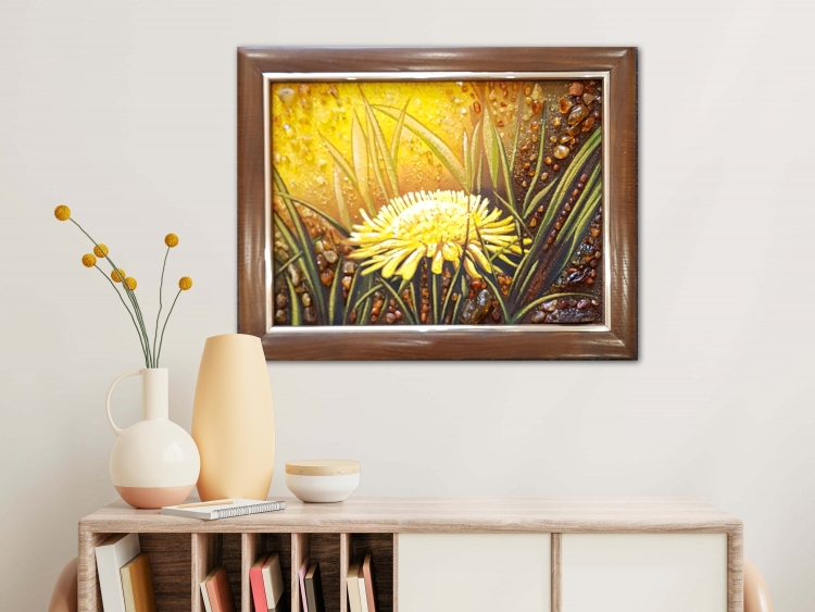 Картина Квітка кульбаби з бурштину