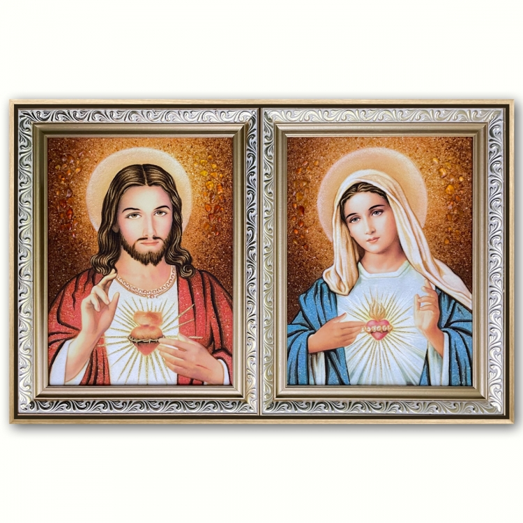 Католицька пара Відкрите серце з бурштину