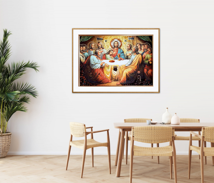 Православна ікона - Таємна Вечеря з бурштину
