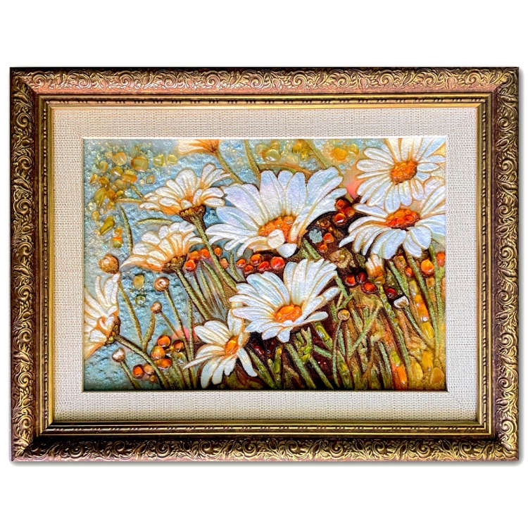 Картина Ромашки на поляні з бурштину