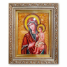 Ікона Богородиця Виховання з бурштину