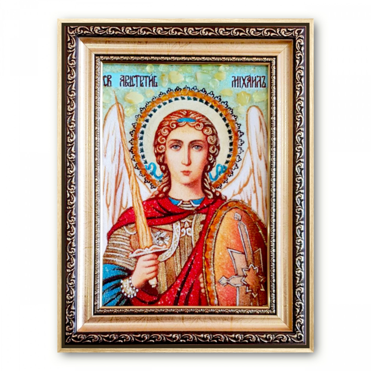 Ікона Архистратиг Михаїл з бурштину
