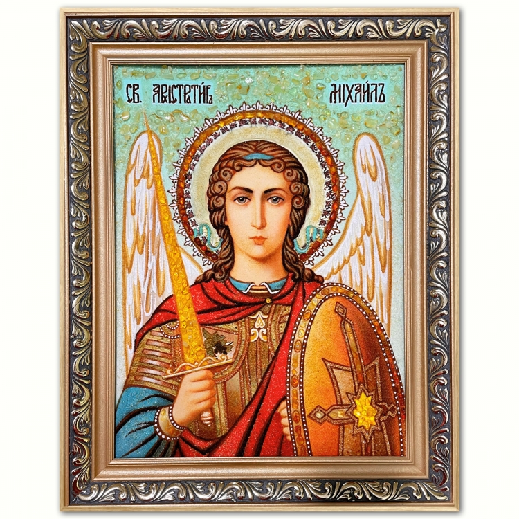 Ікона Архистратиг Михаїл з бурштину