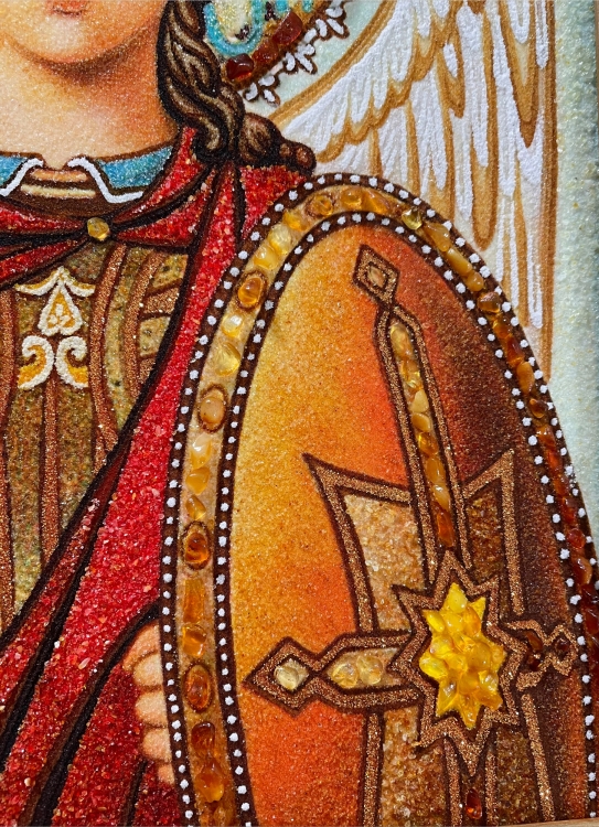 Ікона Архистратиг Михаїл з бурштину