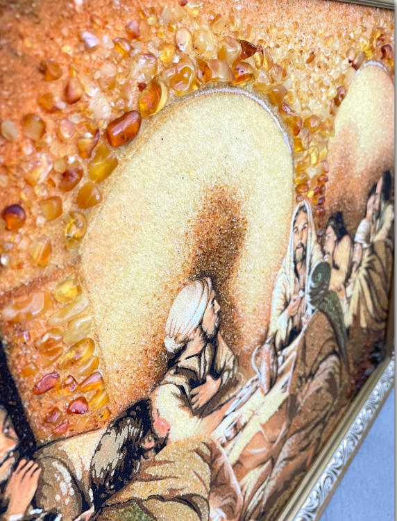 Католицька ікона - Остання Вечеря з бурштину