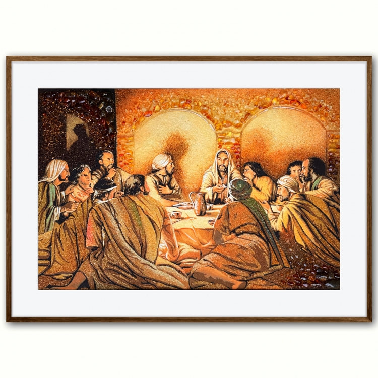 Католицька ікона - Остання Вечеря з бурштину