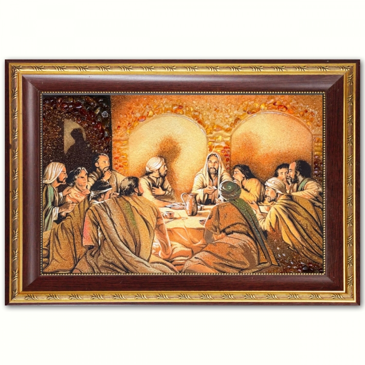 Католицька ікона - Остання Вечеря з бурштину