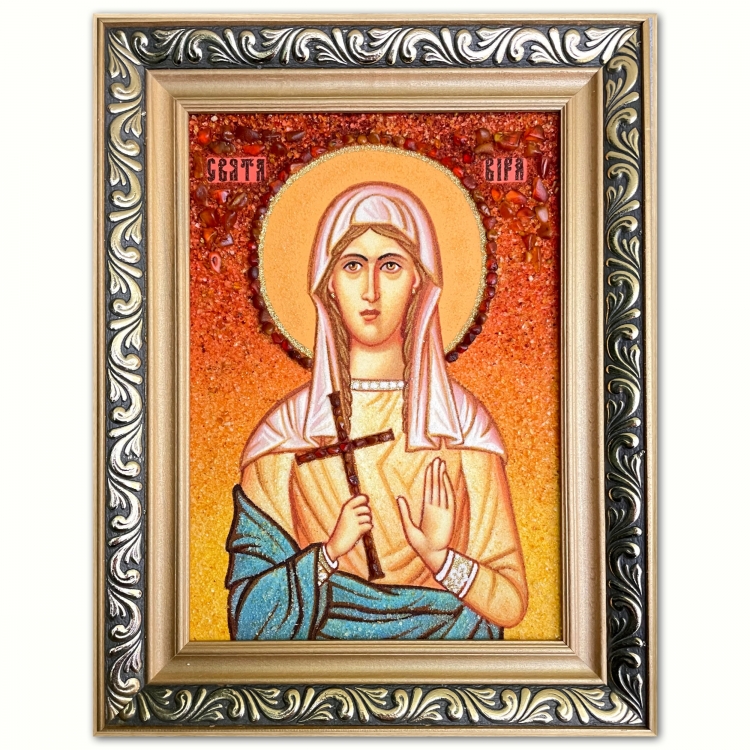 Ікона католицька Віра з бурштину