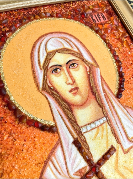 Ікона католицька Віра з бурштину