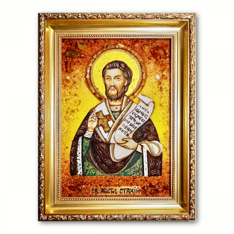 Ікона Апостол Стахий (Станіслав) з бурштину