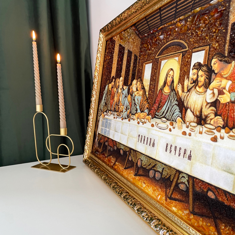 Ікона Таємна Вечеря (Леонардо да Вінчі) з бурштину