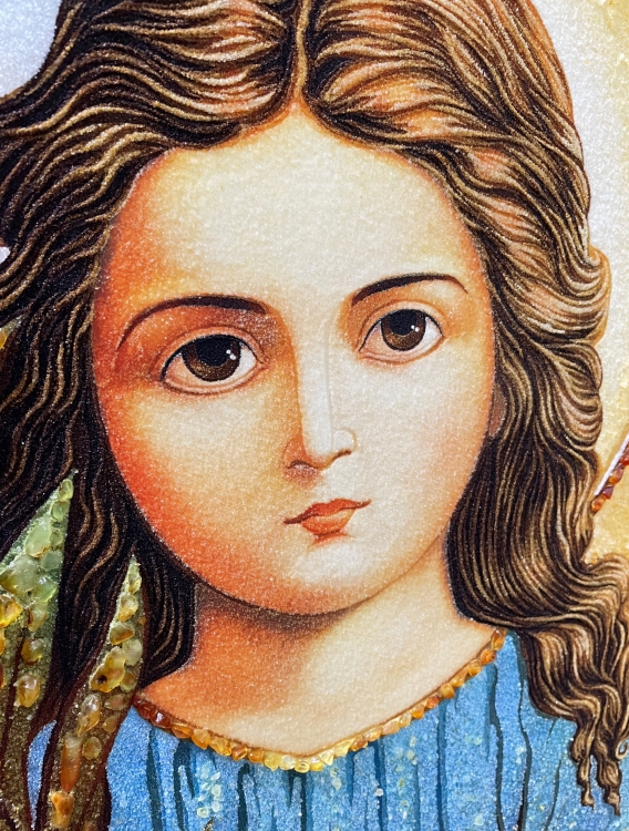 Ікона Триліття Богородиці з бурштину