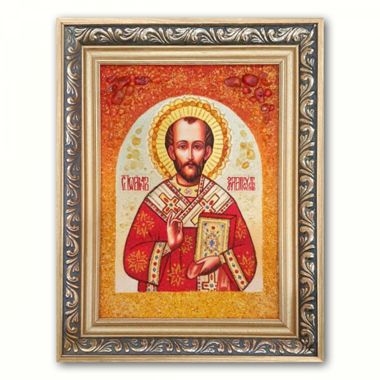 Ікона Іоанн Златоуст з бурштину