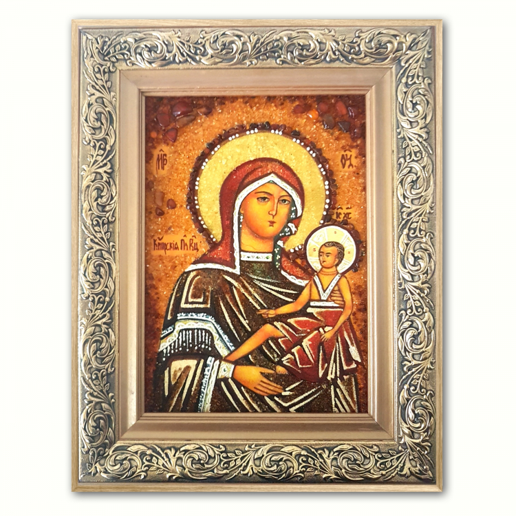 Ікона Кіпрська Богородиця з бурштину