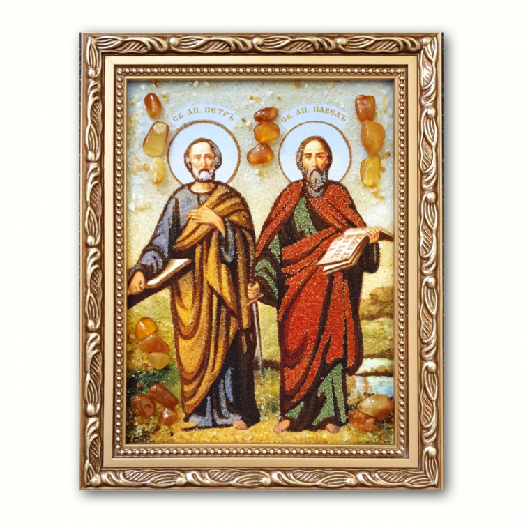 Ікона Петро та Павло з бурштину