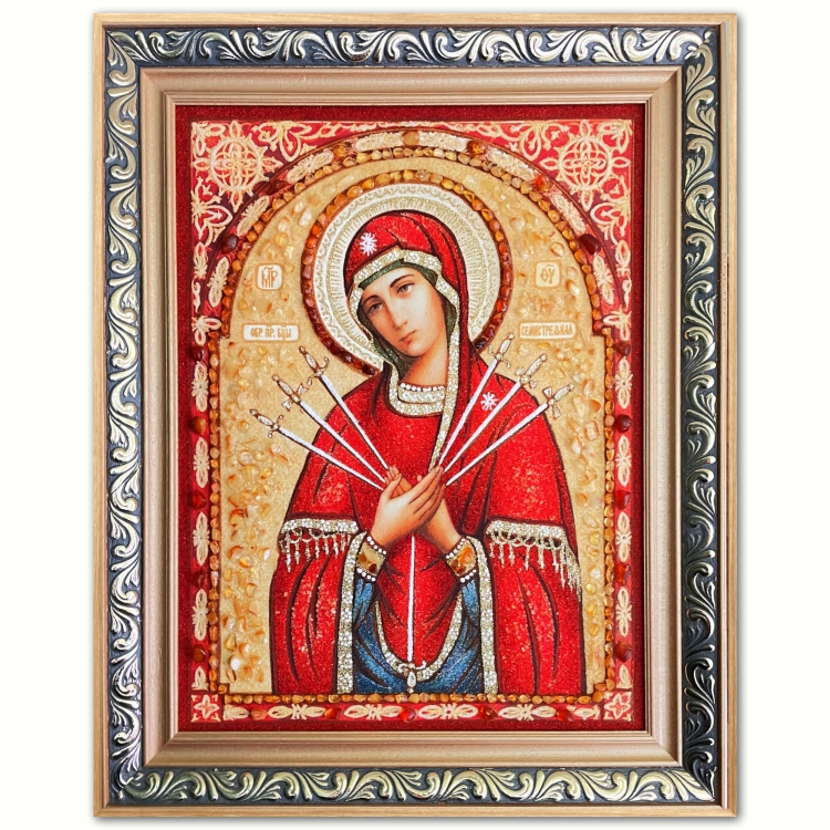 Ікона Семистрільна з бурштину