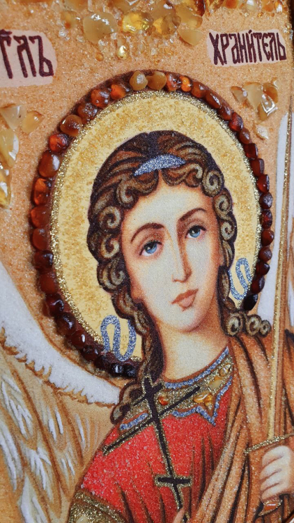 Ікона покровитель - Янгол Охоронець з бурштину