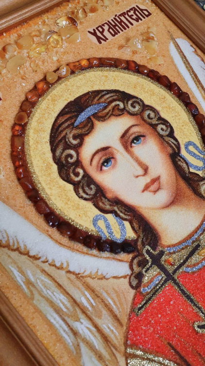 Ікона покровитель - Янгол Охоронець з бурштину