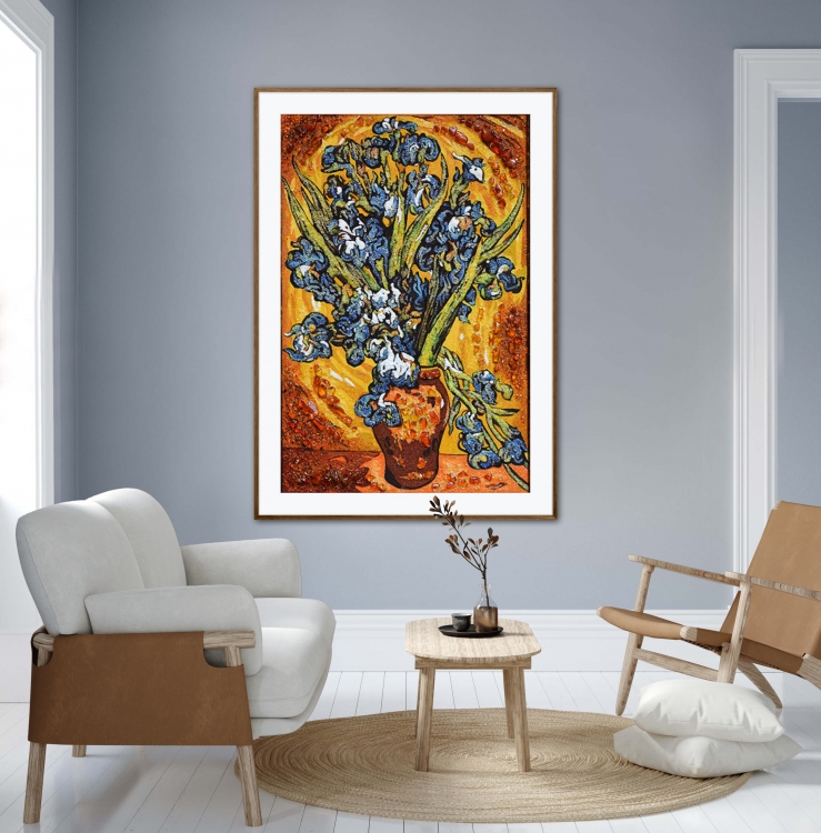 Картина - Іриси (ван Гог) з бурштину