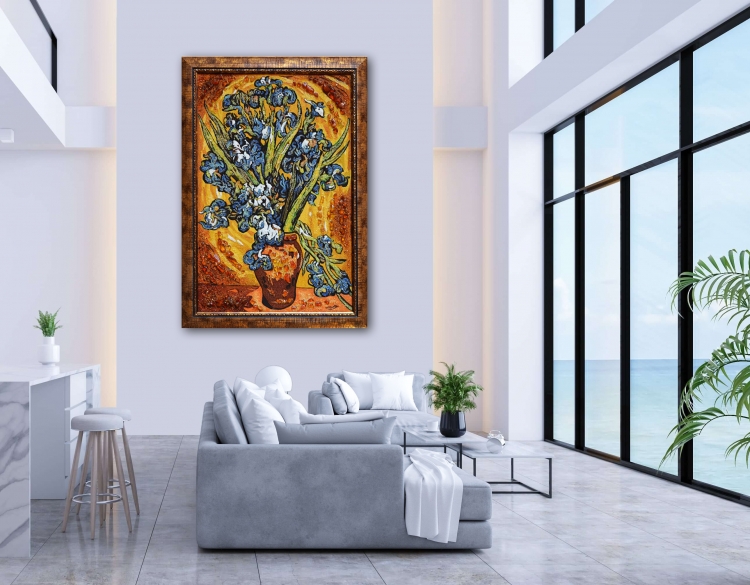 Картина - Іриси (ван Гог) з бурштину