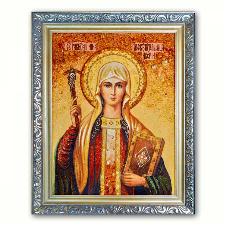 Ікона Свята Ніна Каппадокійська з бурштину