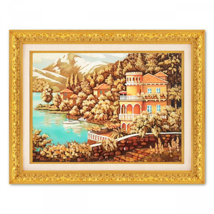 Пейзаж - Місто на березі озера з бурштину