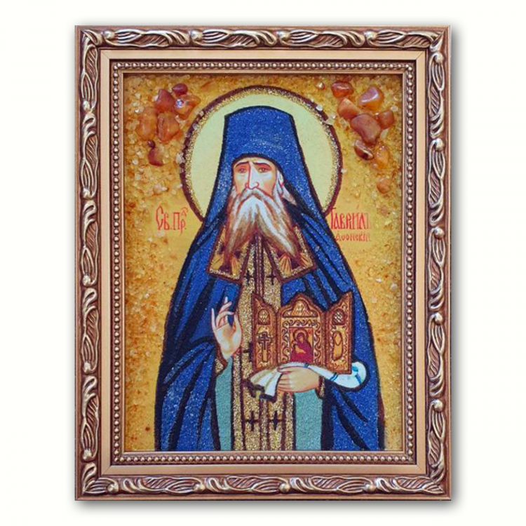 Ікона Святий Гавриїл Афонський з бурштину