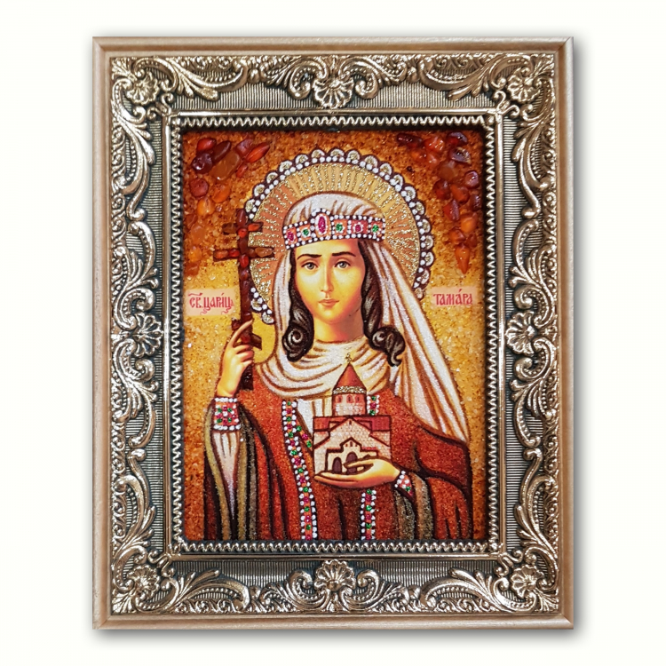 Ікона Цариця Тамара з бурштину