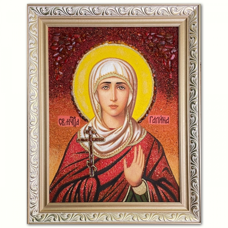 Ікона Свята Галина з бурштину