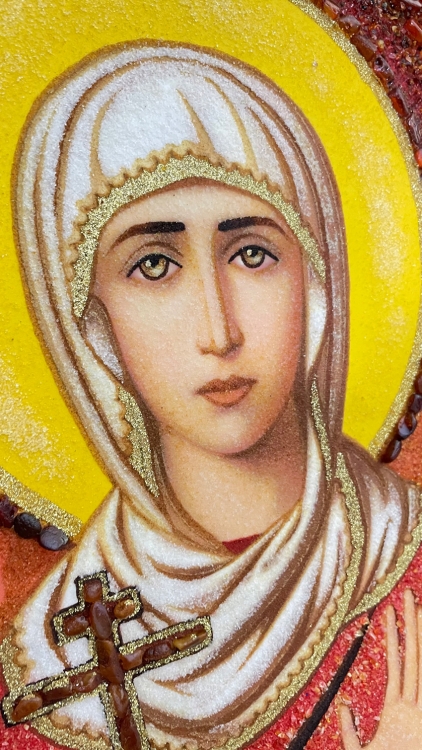 Ікона Свята Галина з бурштину