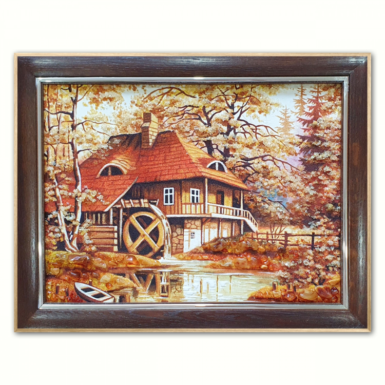 Затишний будинок з водяним млином з бурштину