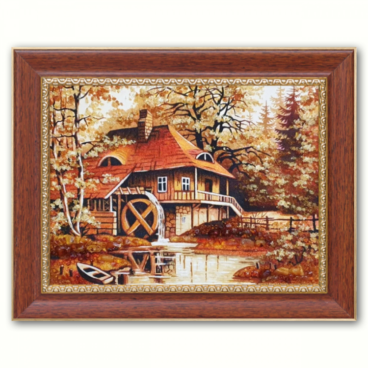 Затишний будинок з водяним млином з бурштину