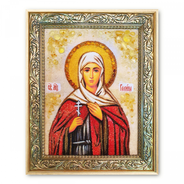 Ікона Свята Галина Благовіщенська з бурштину