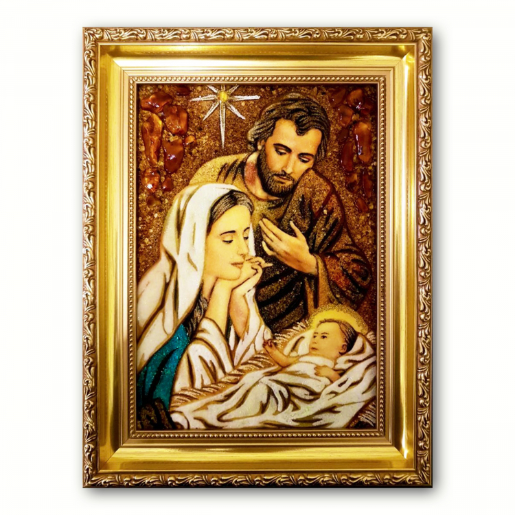Ікона Святе Сімейство (Вечірня Зірка) з бурштину
