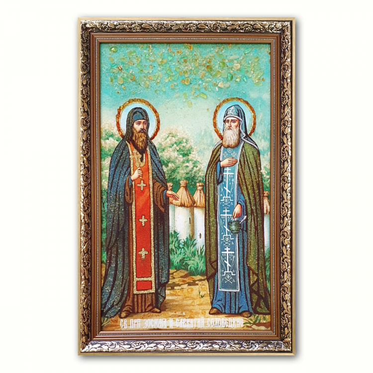 Ікона Зосима та Савватій з бурштину