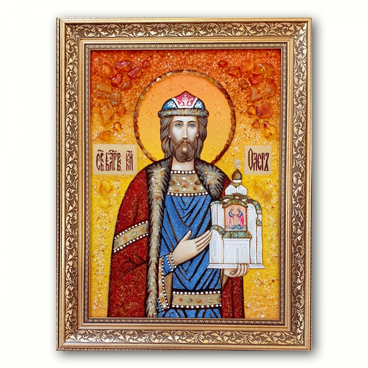 Ікона Святий Благовірний князь Олег з бурштину