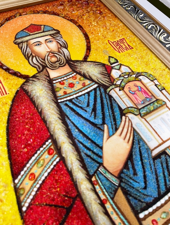 Ікона Святий Благовірний князь Олег з бурштину