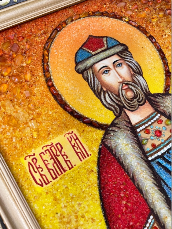 Ікона Святий Благовірний князь Олег з бурштину