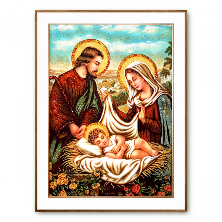 Сімейна ікона - Святе Сімейство з бурштину