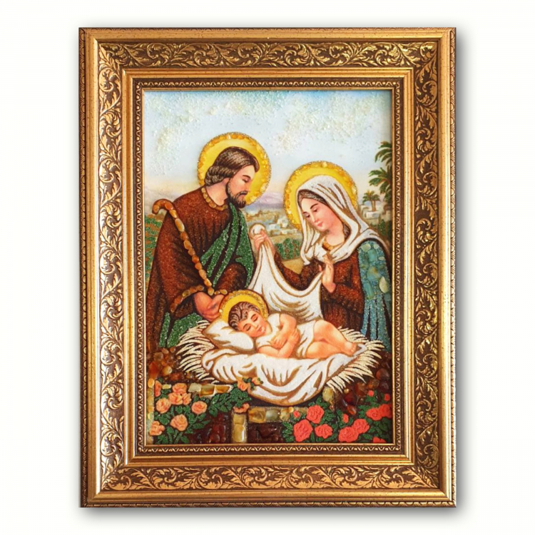 Сімейна ікона - Святе Сімейство з бурштину