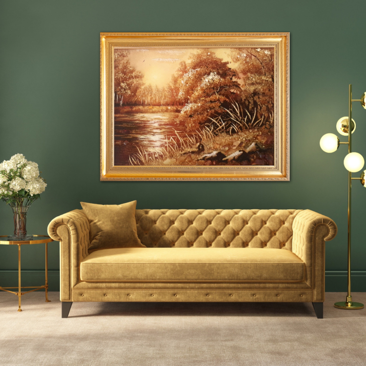 Пейзаж - Осінній день на озері з бурштину