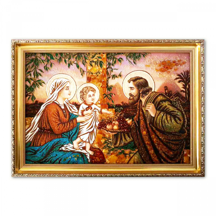 Ікона Святе Сімейство (Достаток) з бурштину