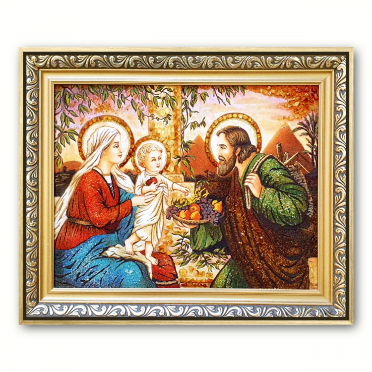 Ікона Святе Сімейство (Достаток) з бурштину